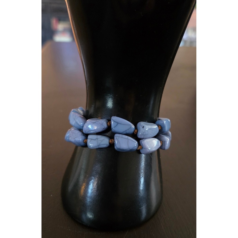Premier Designs‎ Desert Sun Blue Faux Turquoise Double Strand Knotted Bracelet